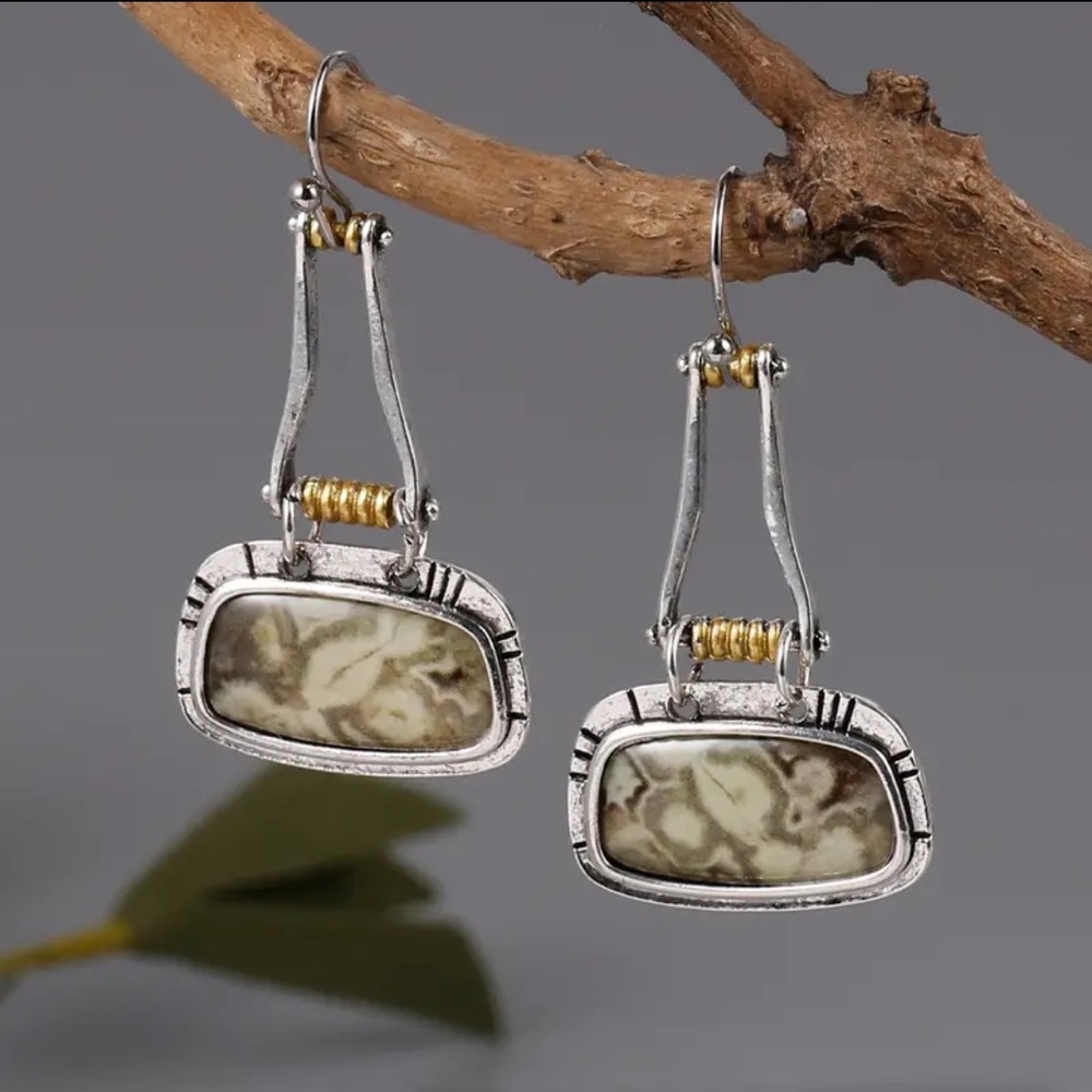 Boho Geometric Silver Toned Earrings